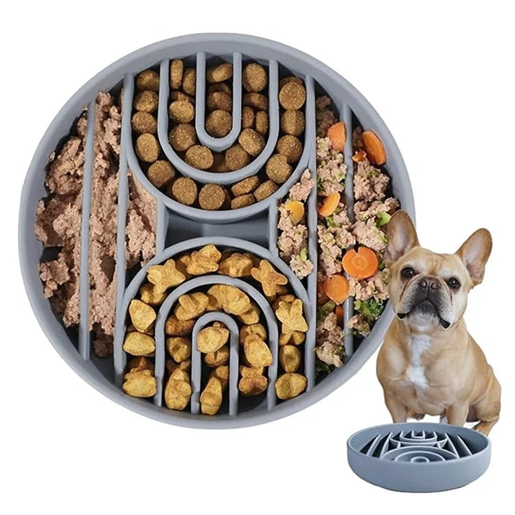 Pet supplies Slow Food  Bowl Cat Anti-Knockover Anti-Slip Food Bowl Puppy Anti-choking Silicone Toy Food Plate