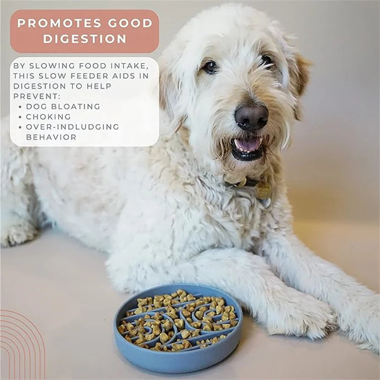 Pet supplies Slow Food  Bowl Cat Anti-Knockover Anti-Slip Food Bowl Puppy Anti-choking Silicone Toy Food Plate